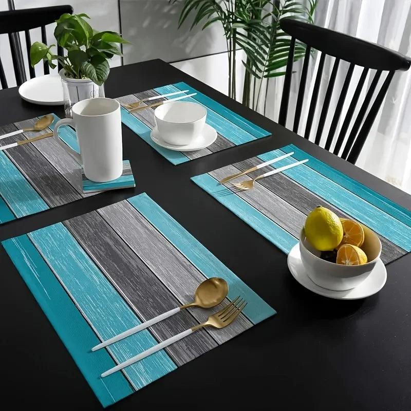 tapis table moderne rayés bleu gris résistants l'eau pièces 30x45cm minimaliste