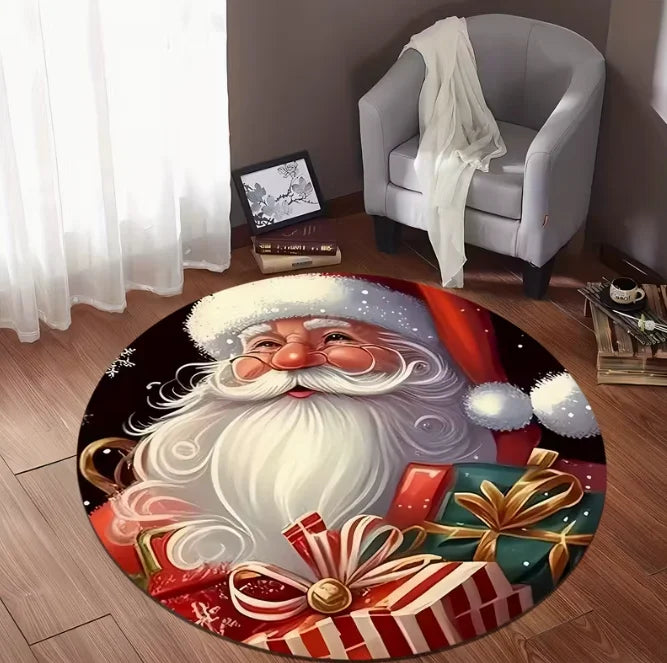 tapis rond père noël lanterne magique moderne salon chambre extérieur festive polyester