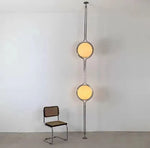 lampe sol moderne acrylique blanche dorée interrupteur rond translucide