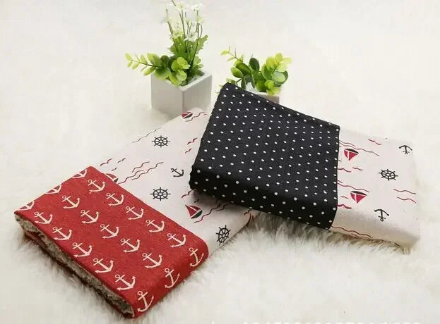 tissu marin motif ancre voilier vague coton biodegradable respectueux environnement 50x110cm