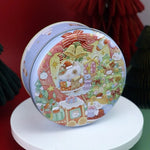 boîte ronde métal blanc rose vert bleu dessin animé wishes fruits gâteaux animaux festive