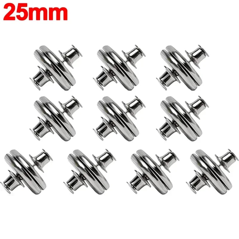 boutons magnétiques rideaux argentés modernes détachables acier inoxydable 17mm 20mm 25mm pair 10 pairs