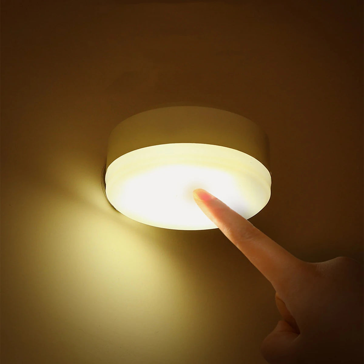 interrupteur lumière blanc moderne adhésif batterie aaa veilleuse led rond lisse chambre maison