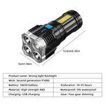 lampe torche noire rechargeable moderne modes lumière cob led haute puissance
