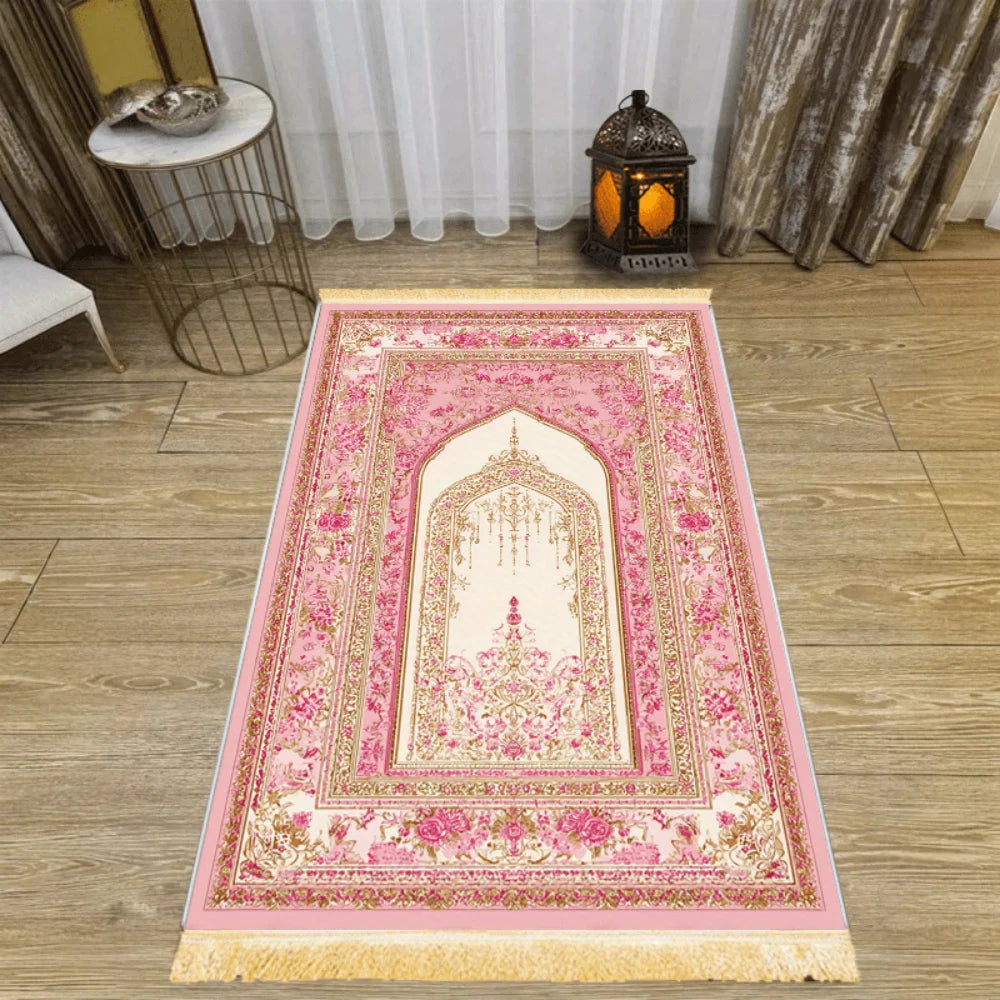 tapis vert doré rose artisanal pliable lavable extérieur plage pique nique prière usage multiple