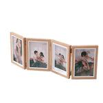cadre photo pliable bois grainé beige portraits triptyque décoration champêtre