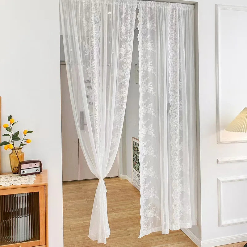 rideau blanc dentelle transparent classique dorés salon chambre 140x100cm 140x160cm