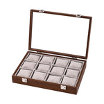 boîte montres boites 12 emplacements verre transparent moderne poignées métalliques coussinets doux rangement sécurité