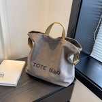 sac fourre tout tote bag toile décontracté lettre motif doux beige casual