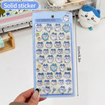 stickers 3d kawaii animaux mignons lapins chats blanc beige bleu rose vert clair jaune