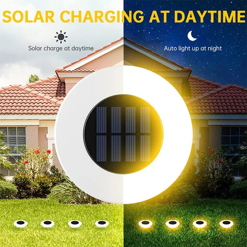 lumière solaire led sol ip65 moderne blanc contemporain extérieure jardin allée chemin