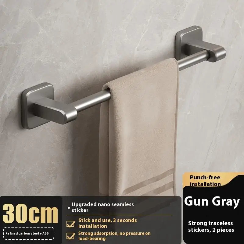 porte serviettes mural gris métallisé moderne fixé autocollant lisse réutilisable ab