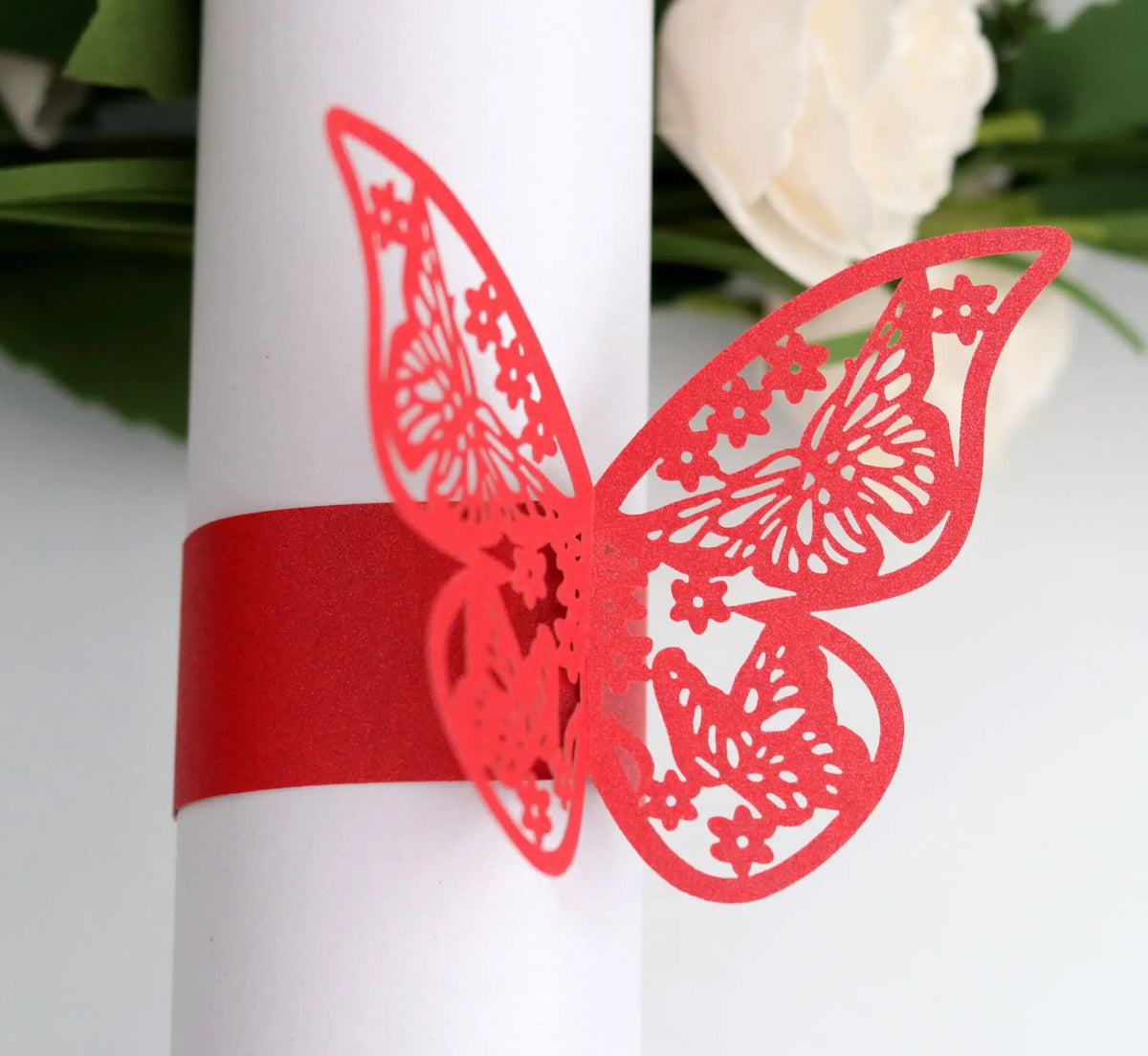 porte serviette papillon ajouré élégant doré rose bleu clair blanc pack 50 pièces transparents