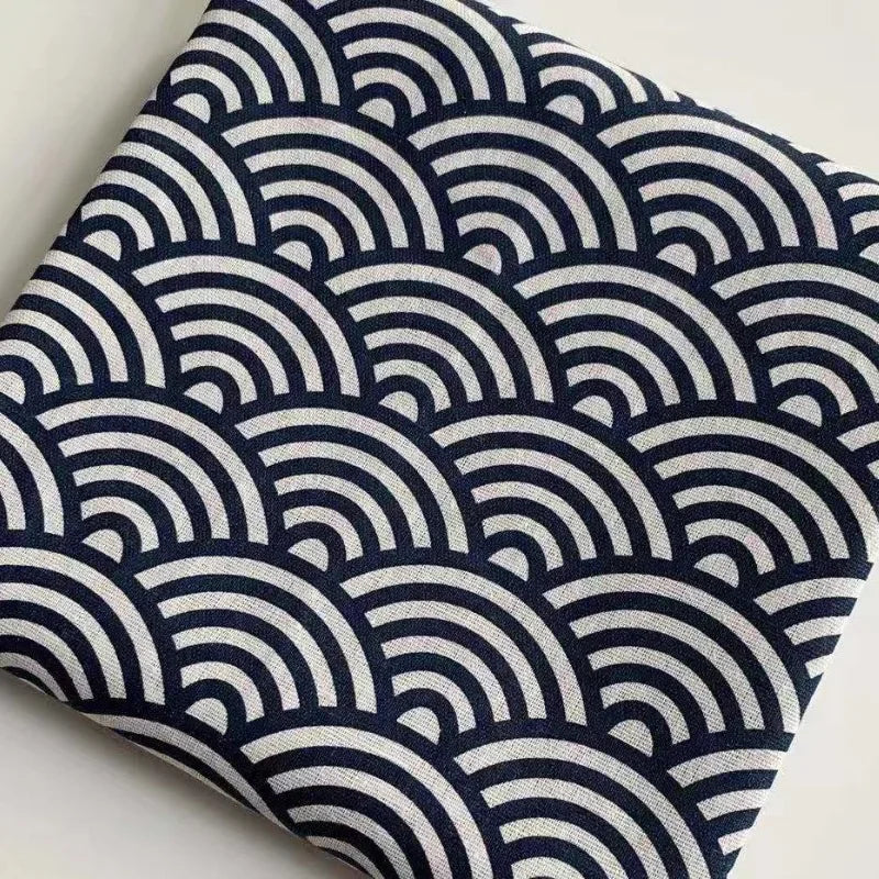 tissu teint motif vagues bleu marine blanc moderne serviettes 150cm large résistant abrasion 150x50cm