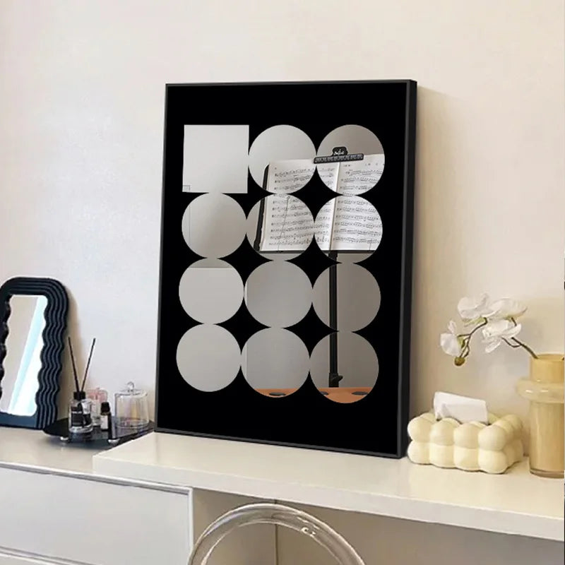 Cadre mural moderne noir blanc géométrique brillant accrochage maison salon decoration imprimerie jet d'encre
