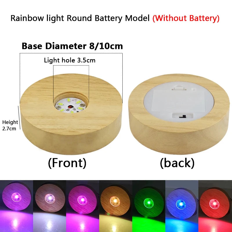 veilleuse led boîte batterie ronde bois moderne 10cm tricolore lumière blanc chaleureuse