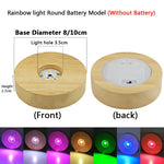 veilleuse led boîte batterie ronde bois moderne 10cm tricolore lumière blanc chaleureuse