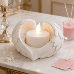 bougeoir forme coeur ailes ange decoration blanche spirituelle zen maison chambre