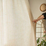 rideau polyester semi transparent moderne rayures fines beige clair salon chambre W150xH250cm