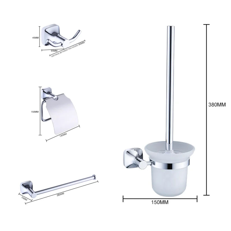 ensemble accessoires salle bain chrome porte serviette savon dentifrice gobelet mural métal