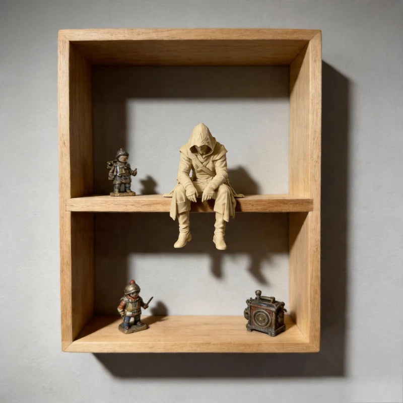 décoration intérieure statue miniature noire texturée réaliste sans électricité maison