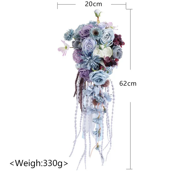 bouquets mariage fleurs artificielles cascade blanc rose violet bleu