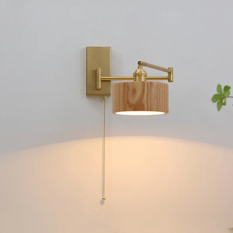 lampe murale or bois moderne interrupteur prise led minimaliste fixée vis