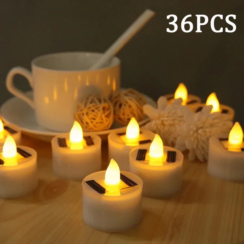 bougies solaires led sans flamme étanches rechargeables extérieur jardin décoration maison moderne blanc simulateur