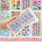 sticker 3d multicolore animaux chiffres véhicules adhésif scrapbooking artisanat enseignement récompense élèves activités