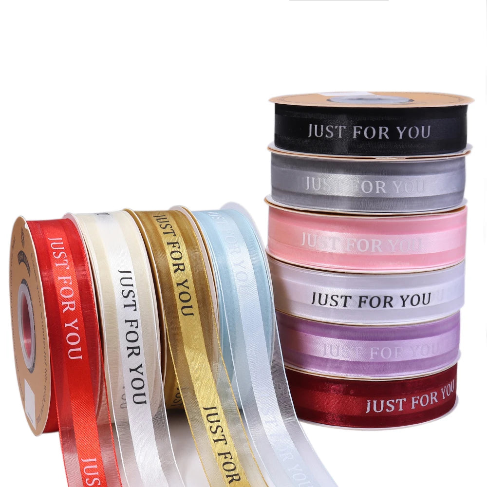 ruban décoratif rouge bleu clair rose violet noir doré rayures just for you satiné