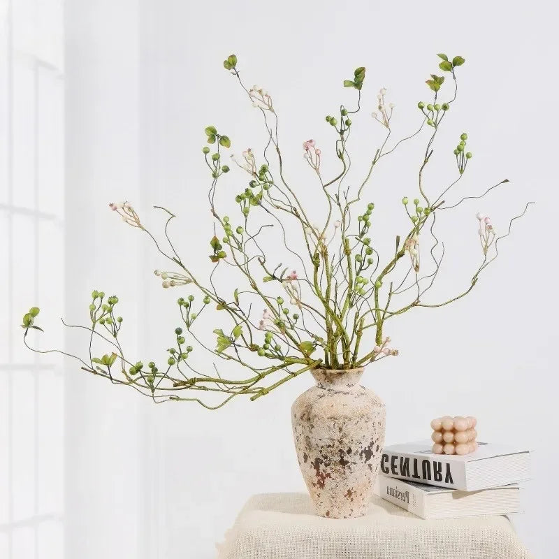 bouquet artificiel feuilles baies branches naturel intérieur décoration maison vert orange bleu beige