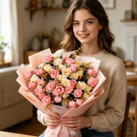 décoration maison bouquet fleurs artificielles roses soie modernes élégantes baby shower mariage anniversaireextérieur