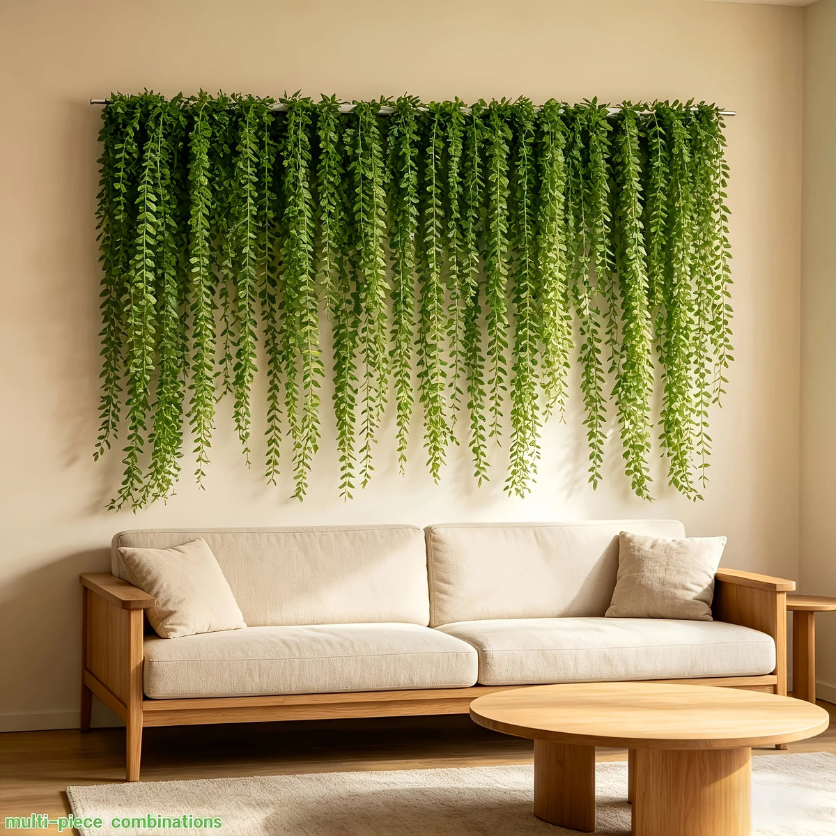 rideau artificiel feuilles vert clair décoration intérieure moderne clips anniversaire mariage fêtesValueHandling: