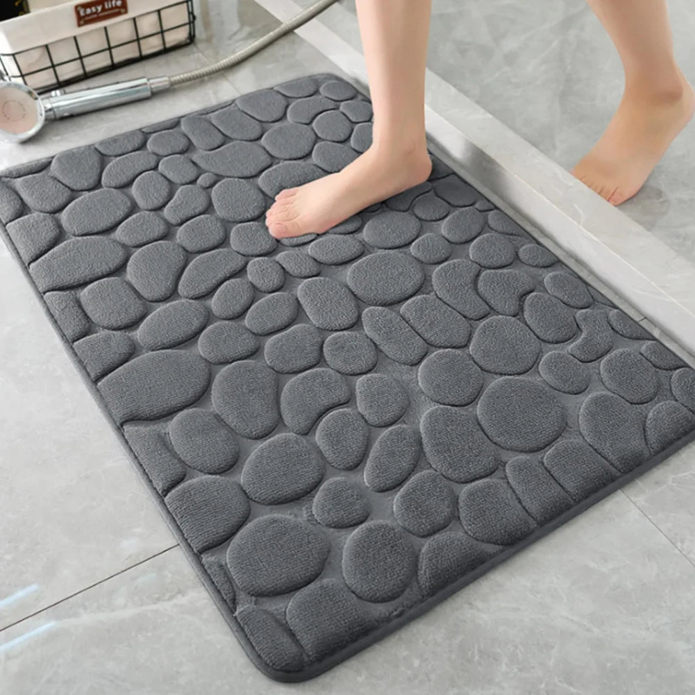 tapis bain antidérapant absorbant motif galets gris moderne minimaliste rapide machine sec