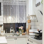 rideau transparent floral rustique tissu polyester dentelle cuisine salon chambre
