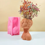 vase silicone forme buste humain blanc rose marron visage stylisé moderne