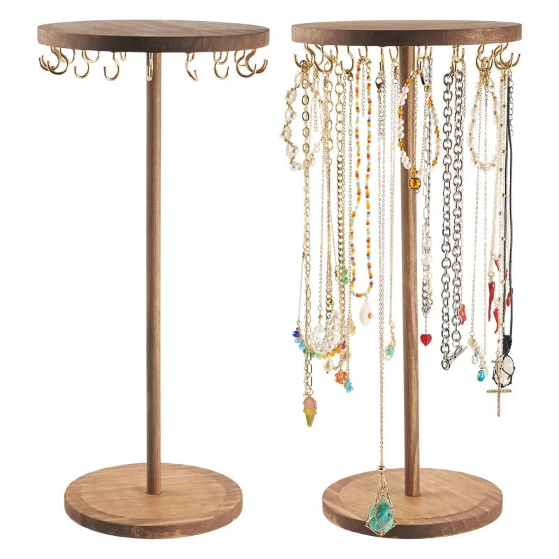 support bijoux bois naturel clips colliers porteur circulaire moderne rangement portable