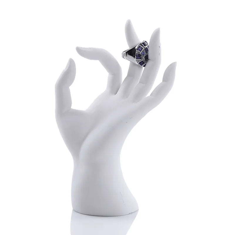 présentoir bijoux mannequin main résine support collier boucles oreilles bracelet bague décoration magasin blanc