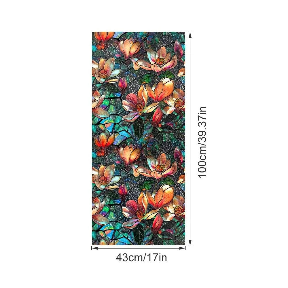 film vitrail adhésif art déco motifs floraux géométriques couleurs vives opaques fenêtre
