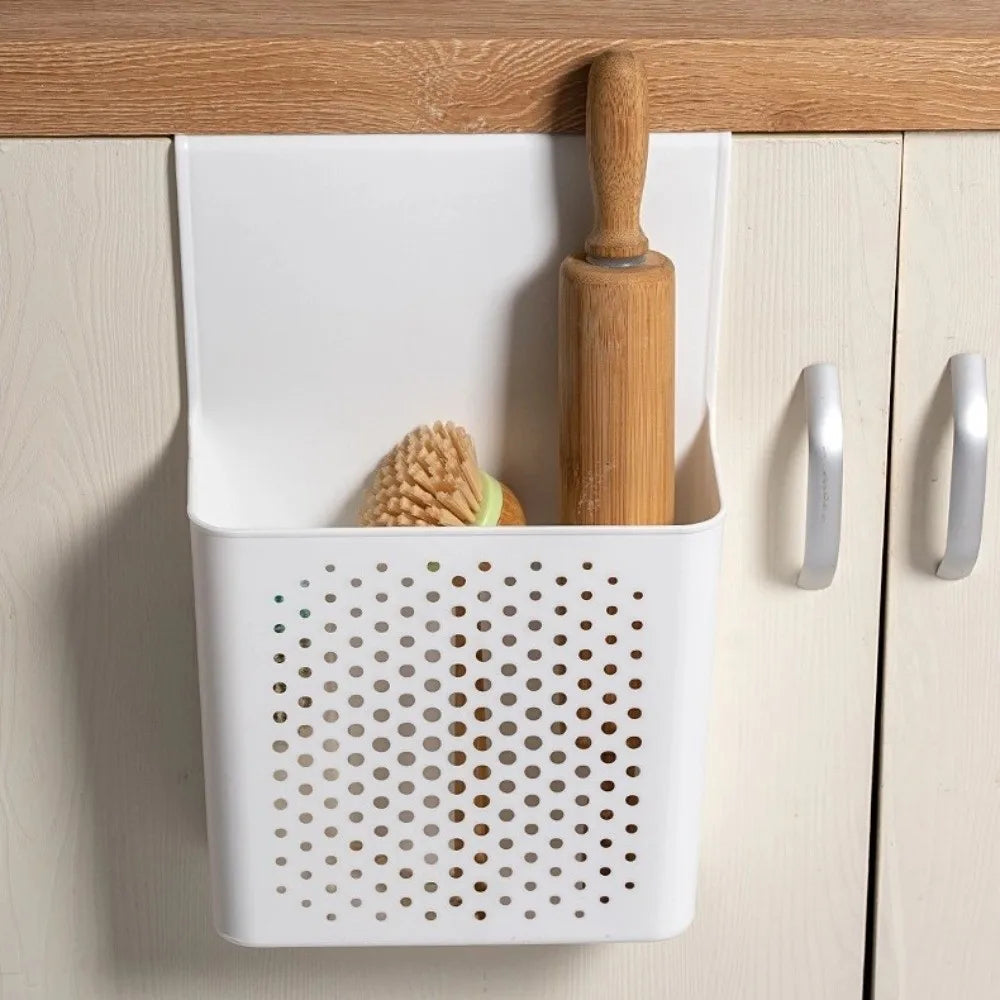 paniers rangement blancs perforés adhésifs modernes petits grands salle bain cuisine
