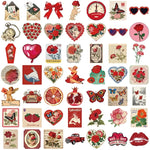 sticker vintage fleurs papillons coeurs blanc rouge enfants décoration scrapbooking fournitures scolaires