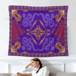 tapisserie murale moderne ethnique motifs floraux géométriques couleurs violet rouge beige or