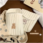 sac kawaii brodé protège slip hygiénique quilting bébé mignon porte protections blanc crème