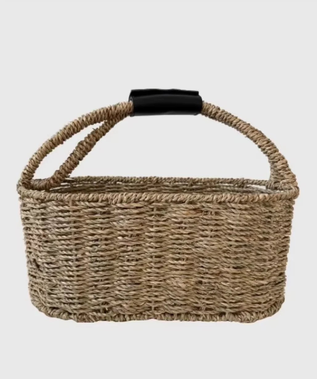 panier rangement tressé réutilisable bois compartiments organisation décoration bohème rustic