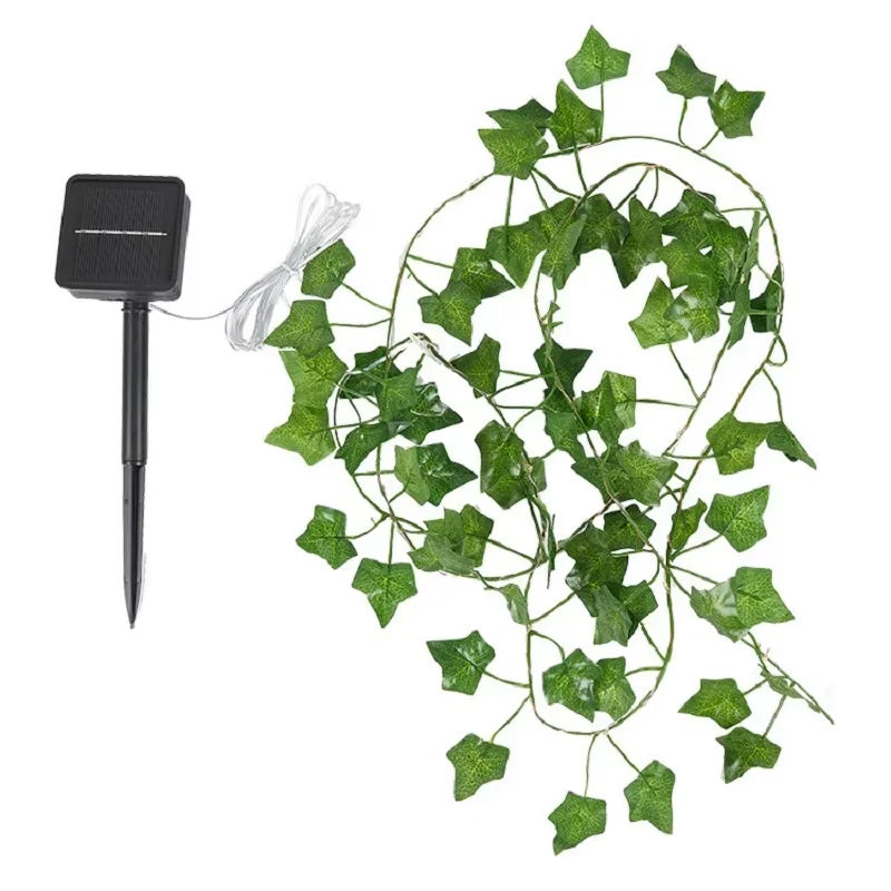 guirlande lumineuse artificielle feuilles vertes lumières blanches moderne solar powered décoration intérieure autoinstallation ul