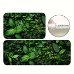 tapis sol moderne feuilles plantes vertes fond noir antidérapant polyester extérieur 40x60cm 50x80cm 40x120cm