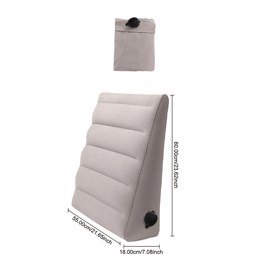 coussin d'appoint gris clair tissu uni moderne valve gonflable voyage qualité polyester coton PVC