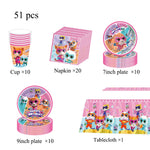 accessoires fête dessins animés chats mignons assiettes serviettes gobelets bannière décoration gâteau ruban table