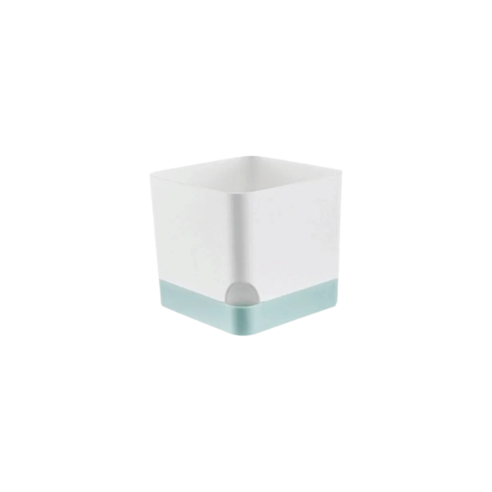 cache pot moderne blanc bleu clair uni opaque adhésif intérieur fleuri verte simple