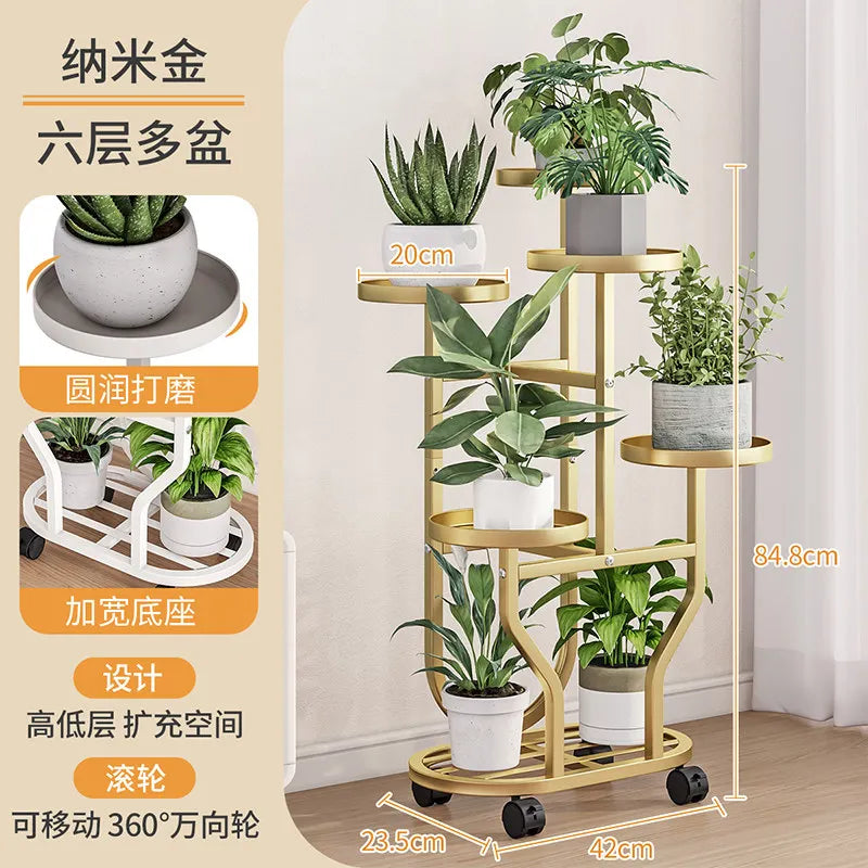 support plantes métal moderne niveaux noir blanc doré vis fixations